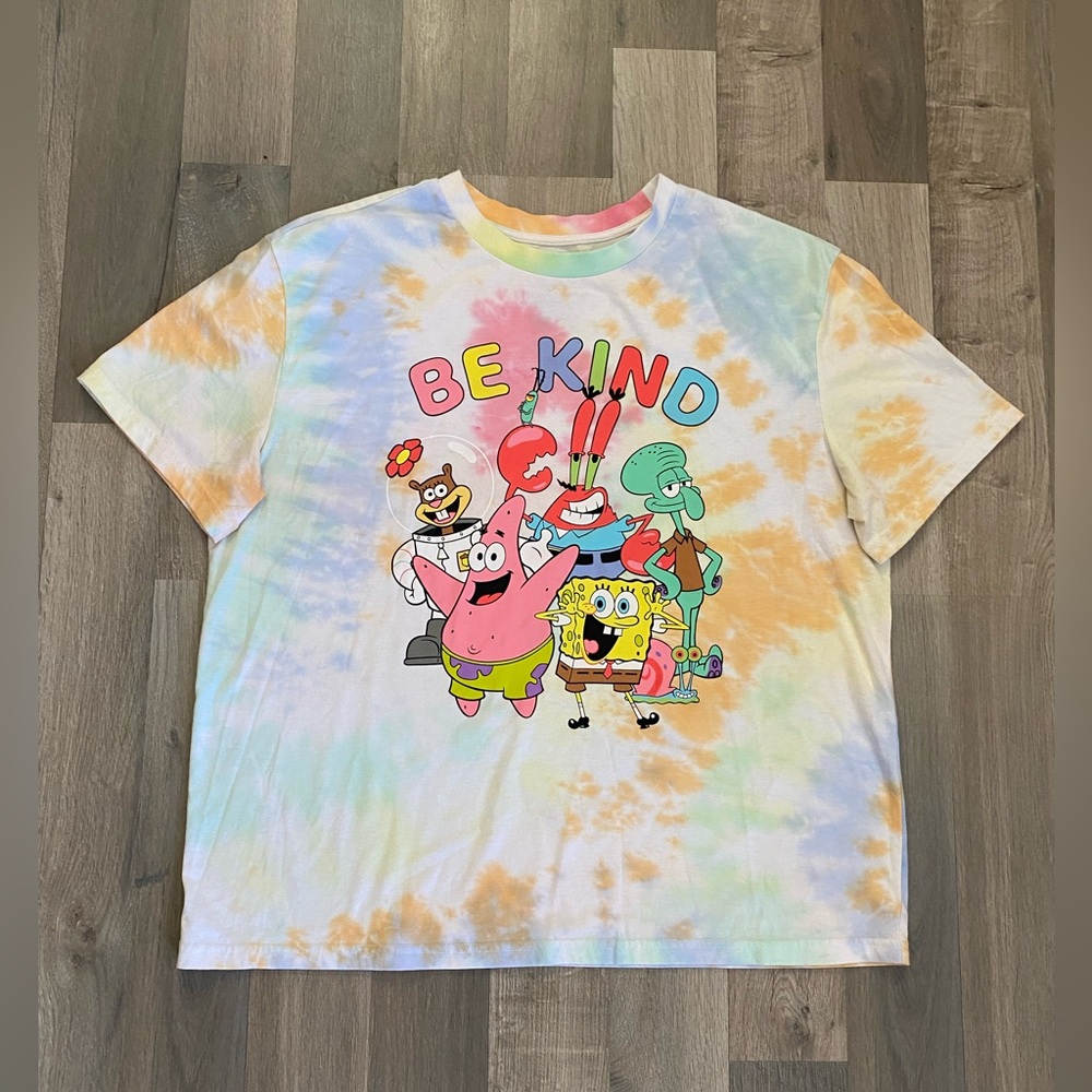SpongeBob SquarePants T-Shirt Be Kind Retro Cartoon Tie Dye X-Large Nickelodeon